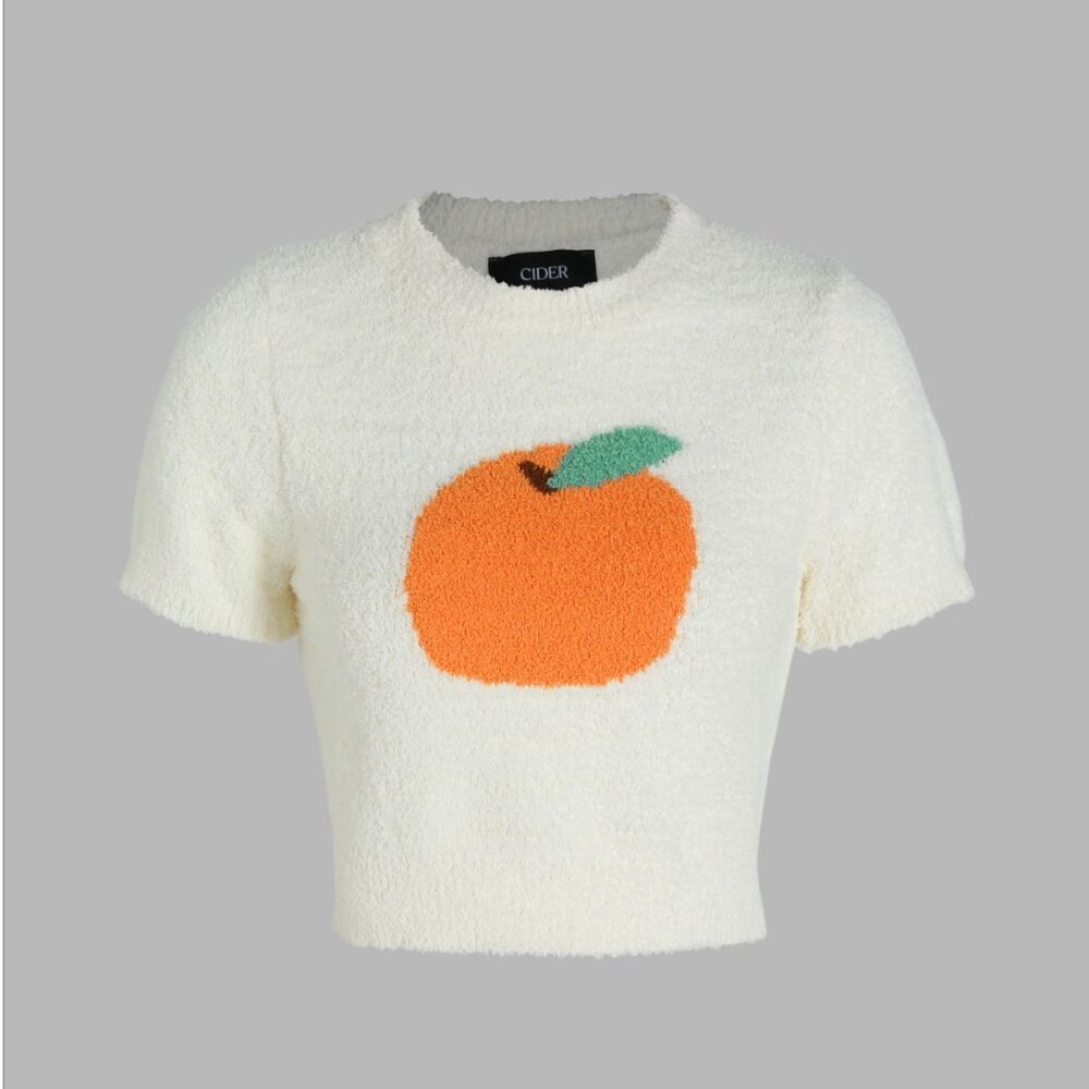 Cider Peach Fuzzy Crop Top Size S